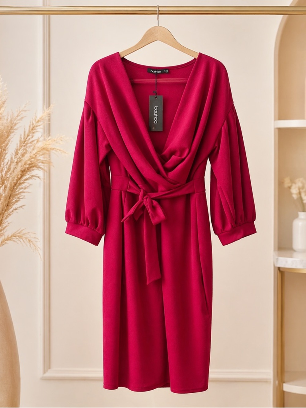 Boohoo Fuchsia Textured Fabric Dress